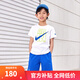 NIKE 3BRAND耐克男女童純棉短袖T恤+短褲2件套裝夏季新款兒童短袖套裝 奧海藍(lán)（1259） 140 /68 【建議身高128-140cm】