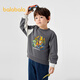 巴拉巴拉童裝兒童衛衣男童秋冬加絨內搭恐龍印花潮酷戶(hù)外上衣流行 茶灰20708 120