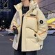 花花公子羽絨服男士冬季連帽短款90白鴨絨ins港風(fēng)學(xué)生防寒羽絨外套衣服男 WE9009-米白色 XL 【135-155斤】