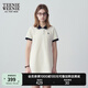 Teenie Weenie小熊夏季撞色Polo休閑通勤簡約白色連衣裙時尚收腰短裙女 乳白色 S (160)