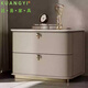匡易意式輕奢奶油風(fēng)實(shí)木床頭柜簡(jiǎn)約現代家用臥室高端巖板床邊收納柜 A3-卡其色 整裝 x 60x40x50cm