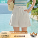 茵曼（INMAN）2025夏女新款時(shí)尚休閑百搭純色花苞舒適遮胯顯瘦A字短褲 云朵白 S