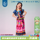 年衣童裝女童套裝民族服飾新款2025夏季兒童漢服兩件套青羅朵朵套裝 暗藍 150