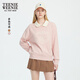Teenie Weenie小熊女裝衛衣秋冬氣質(zhì)學(xué)院風(fēng)翻領(lǐng)長(cháng)袖套頭內搭上衣 粉色 M