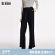 歌莉婭女褲春秋新款氣質(zhì)高級(jí)感針織坑條闊腿長(zhǎng)褲高腰直筒褲子1B8C1I07B 00B黑色 M