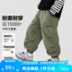 左西男童褲子春秋款兒童工裝褲2025新款秋裝男孩洋氣沖鋒褲 綠色 140
