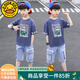 G.DUCKKIDS兒童裝男童夏裝套裝新款中大童男孩衣服夏季韓版洋帥氣短袖五分褲 灰色 140 建議身高130-140cm年齡9-10歲