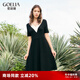 歌莉婭女裝新品連衣裙春裝爆款簡約洋氣赫本風(fēng)v領(lǐng)高級小黑裙1C3C4G1T0 00B黑色 M
