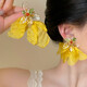 妙奕嘉海邊度假風(fēng)耳環(huán)女生春夏黃色花朵超仙氣質(zhì)網(wǎng)紗耳飾小眾設計氛圍感 黃色花朵網(wǎng)紗耳環(huán)