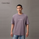 Calvin KleinJeans25夏季男女情侶休閑通勤ck純色字母純棉寬松短袖上衣T恤 031-霧霾紫 S