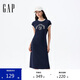 GAP女裝2025夏季新款LOGO修身運動無袖連衣裙長裙衛(wèi)衣裙765947