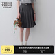 Teenie Weenie小熊女裝春夏休閑時(shí)尚高腰百褶半身裙可拆卸腰帶短裙 深灰色 M (165)