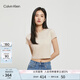 Calvin Klein Jeans夏季女士休閑ck印花百搭圓領辣妹短款正肩短袖T恤J221172 ACI-淺卡其色 M