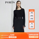 PORTS寶姿商場同款新品女裝喇叭袖撞色印花連衣裙LL8K201KXF002 黑色混色 M