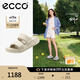 愛(ài)步（ECCO）拖鞋女外穿居家兩用 倪妮同款夏季軟底泡芙鞋一字涼拖 科摩206663 石灰色20666301378 37 （偏小，建議選大一碼）