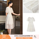 香影白色天絲連衣裙女2025夏季新款圓領(lǐng)燈籠袖抽繩國(guó)風(fēng)收腰仙女裙 米白 M 160/84A/95-110斤
