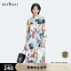 【不規則印花】謎底2022秋季印花文藝長(cháng)袖純棉連衣裙227ML6128 本白花 XL