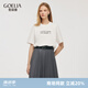 歌莉婭男女同款純棉t恤夏時尚休閑百搭短袖寬松上衣半袖1C3J0B01B 05W米白 M