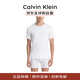 Calvin Klein CK夏季新品秋男士經(jīng)典純色短袖T恤 打底衫2件裝 100白色  M