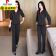 皮爾卡丹（pierre cardin）春秋新款時(shí)尚減齡連帽上衣褲子倆件套女秋季遮肚運動(dòng)休閑套裝 高端灰色（上衣+褲子）兩套裝 3XL 建議120-135斤