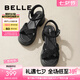 百麗（Belle）滿鉆條帶繁星休閑涼鞋女商場(chǎng)款厚底涼鞋A9S2DBL4 黑色 36 (230mm)