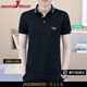 JASONWOOD品牌男裝短袖POLO衫t 恤男2025夏季新款中青年翻領(lǐng)純色休閑上衣 黑色 XL