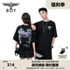 BOY LONDON【煙花】潮牌短袖秋季燙鉆翅膀印花時(shí)尚寬松T恤N01005 黑色 S