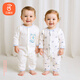 貝瑞加（Babyprints）嬰兒連體衣2件裝寶寶夏季長袖爬服純棉哈衣柔軟家居內(nèi)衣 藍80