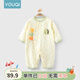 優(yōu)奇嬰兒衣服夏季薄款純棉連體衣新生幼兒睡衣寶寶紗布哈衣夏裝空調(diào)服 升級(jí)【紗布款】杏色 90cm