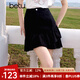 百圖betu女裝2025夏季新款高腰女裙包臀荷葉短裙半身裙裙子女2504T63 黑色 L