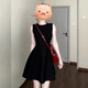 金日滿(mǎn)法式黑色連衣裙女小個(gè)子2025夏季新款無(wú)袖背心氣質(zhì)A字小黑短裙子 黑色 XL （建議110-120斤）