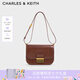 CHARLES&KEITH復古鎖扣豆腐包單肩斜挎包包女包生日禮物七夕禮物CK2-80781400 DARK BROWN深棕色CK2-80782444 S/M