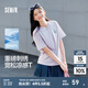 森馬（Semir）迪士尼短袖t恤女中長(zhǎng)款寬松圓領(lǐng)上衣25夏新款涼感重磅刺繡打底衫 粉紫70028 L