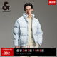 杰克·瓊斯（JACK&JONES）男裝衣服春季寬松字母印花潮流百搭舒適棉服男立領(lǐng)短款棉衣外套厚 淡藍(lán)色A41 淡藍(lán)色A41 XL 185