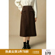 獨束大碼女裝燈芯絨高腰半身裙2024冬季新品胖mm顯瘦中長款半裙 板栗棕（短裙） 2XL (尺碼：4)