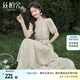 絲柏舍系帶連衣裙2024夏裝新款女裝優(yōu)雅甜美壓褶印花中長裙