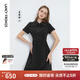 朗姿法式輕禮服通勤小黑裙夏新品短袖黑色中長款襯衫連衣裙女裙子 黑色 M 160/80A