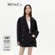 MO&Co.冬學院風雕花金扣寬松含羊毛毛呢大衣外套極簡風摩安珂 藍黑色 M 165