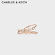 CHARLES&KEITH四葉草系列鑲鉆閉口戒指配飾生日新年禮物送女友CK5-31470143 Rose Gold玫瑰金色 M