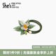She's茜子梵高玫瑰手工刺繡葉片浪漫雙股發(fā)繩發(fā)圈發(fā)飾馬尾頭花頭繩皮筋 白色玫瑰H0