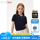 ELLE KIDS童裝 短袖POLO衫女童春夏季天絲晴棉襯衫柔軟繡花休閑襯衣 藏青色 (尺碼偏小選大一碼) 165 (M)