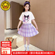 G.DUCK KIDS小黃鴨童裝庫洛米套裝夏季新款兒童衣服女卡通洋氣短袖兩件套夏裝 紫色套裝 160 建議13~14歲（150-160cm）