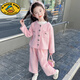 G.DUCKKIDS女童春季小香風(fēng)套裝2025新款兒童洋氣春秋裝女孩寶寶闊腿褲兩件套 粉色 110 (建議100-108cm 3-4周歲左