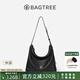 BAGTREE包包樹圖南植鞣皮hobo女包2025年新單肩斜挎包通勤餃子包七夕禮物 黑色-中號 高級小眾