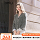 百圖betu女裝2025春季新款短外套V領(lǐng)袖口撞色寬松短款外套女2501T38 灰色 S