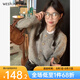 西遇灰色短款毛衣外套女2024年冬季新款毛絨金屬扣慵懶風針織開衫 卡其色 M