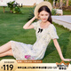 百圖betu女裝夏新款連衣裙蝴蝶結(jié)減齡泡泡袖碎花連衣裙女2306T48 藍(lán)色 M