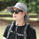 比弗利狼 戶(hù)外登山帽子男士夏天遮陽(yáng)帽沙灘防曬釣魚(yú)帽太陽(yáng)帽夏季漁夫帽男 灰色-刺繡字母遮陽(yáng)帽101款