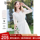 百圖betu女裝2025春季新款連衣裙圓領(lǐng)立體小花朵刺繡裙子女2502T79 米白 L