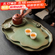 唐豐陶瓷茶盤干泡盤家用高檔創(chuàng)意蓮池功夫茶具茶托盤泡茶專用小型茶臺 綠陶橢圓蓮池茶盤(大)